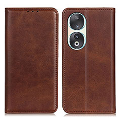 Leather Case Stands Flip Cover Holder A02D for Huawei Honor 90 5G Brown