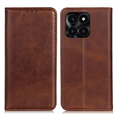 Leather Case Stands Flip Cover Holder A02D for Huawei Honor X6a Brown