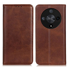 Leather Case Stands Flip Cover Holder A02D for Huawei Honor X9b 5G Brown