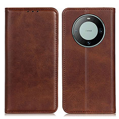 Leather Case Stands Flip Cover Holder A02D for Huawei Mate 60 Brown