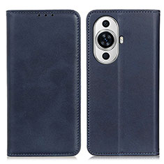 Leather Case Stands Flip Cover Holder A02D for Huawei Nova 11 Pro Blue