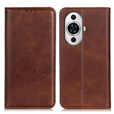 Leather Case Stands Flip Cover Holder A02D for Huawei Nova 11 Ultra Brown