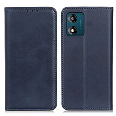 Leather Case Stands Flip Cover Holder A02D for Motorola Moto E13 Blue