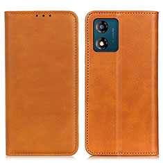 Leather Case Stands Flip Cover Holder A02D for Motorola Moto E13 Light Brown