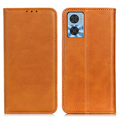 Leather Case Stands Flip Cover Holder A02D for Motorola Moto E22i Light Brown