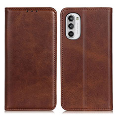 Leather Case Stands Flip Cover Holder A02D for Motorola Moto Edge (2022) 5G Brown