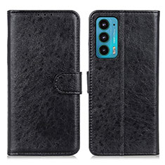 Leather Case Stands Flip Cover Holder A02D for Motorola Moto Edge Lite 5G Black