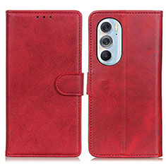 Leather Case Stands Flip Cover Holder A02D for Motorola Moto Edge Plus (2022) 5G Red