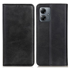 Leather Case Stands Flip Cover Holder A02D for Motorola Moto G14 Black
