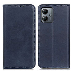 Leather Case Stands Flip Cover Holder A02D for Motorola Moto G14 Blue