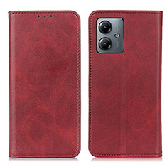 Leather Case Stands Flip Cover Holder A02D for Motorola Moto G14 Red