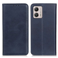 Leather Case Stands Flip Cover Holder A02D for Motorola Moto G53j 5G Blue