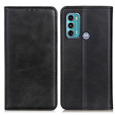 Leather Case Stands Flip Cover Holder A02D for Motorola Moto G60 Black