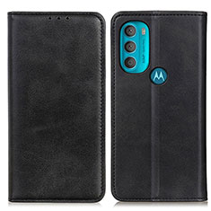 Leather Case Stands Flip Cover Holder A02D for Motorola Moto G71 5G Black