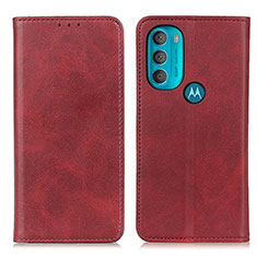 Leather Case Stands Flip Cover Holder A02D for Motorola Moto G71 5G Red