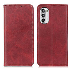 Leather Case Stands Flip Cover Holder A02D for Motorola Moto G71s 5G Red