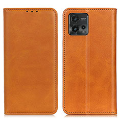 Leather Case Stands Flip Cover Holder A02D for Motorola Moto G72 Light Brown