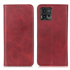 Leather Case Stands Flip Cover Holder A02D for Motorola Moto G72 Red