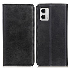 Leather Case Stands Flip Cover Holder A02D for Motorola Moto G73 5G Black
