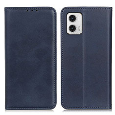 Leather Case Stands Flip Cover Holder A02D for Motorola Moto G73 5G Blue