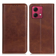 Leather Case Stands Flip Cover Holder A02D for Motorola Moto G84 5G Brown