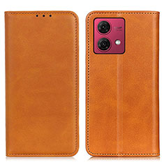 Leather Case Stands Flip Cover Holder A02D for Motorola Moto G84 5G Light Brown