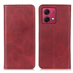 Leather Case Stands Flip Cover Holder A02D for Motorola Moto G84 5G Red