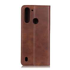 Leather Case Stands Flip Cover Holder A02D for Motorola Moto One Fusion Brown