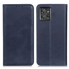 Leather Case Stands Flip Cover Holder A02D for Motorola ThinkPhone 5G Blue