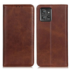 Leather Case Stands Flip Cover Holder A02D for Motorola ThinkPhone 5G Brown