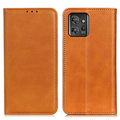 Leather Case Stands Flip Cover Holder A02D for Motorola ThinkPhone 5G Light Brown