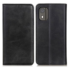 Leather Case Stands Flip Cover Holder A02D for Nokia C02 Black