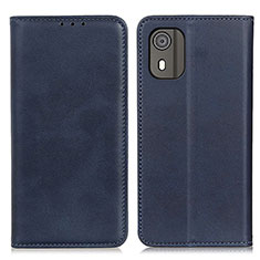 Leather Case Stands Flip Cover Holder A02D for Nokia C02 Blue