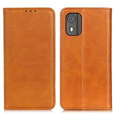 Leather Case Stands Flip Cover Holder A02D for Nokia C02 Light Brown