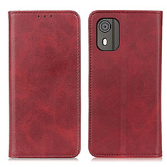 Leather Case Stands Flip Cover Holder A02D for Nokia C02 Red