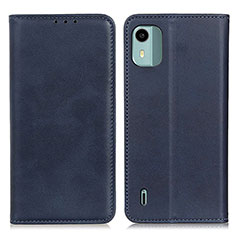 Leather Case Stands Flip Cover Holder A02D for Nokia C12 Plus Blue