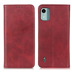 Leather Case Stands Flip Cover Holder A02D for Nokia C12 Plus Red