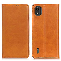 Leather Case Stands Flip Cover Holder A02D for Nokia C2 2nd Edition Light Brown