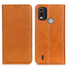 Leather Case Stands Flip Cover Holder A02D for Nokia C21 Plus Light Brown