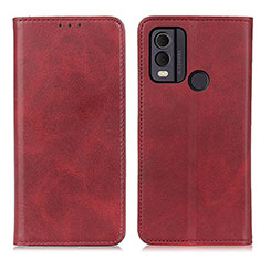 Leather Case Stands Flip Cover Holder A02D for Nokia C22 Red