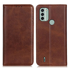 Leather Case Stands Flip Cover Holder A02D for Nokia C31 Brown