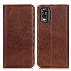 Leather Case Stands Flip Cover Holder A02D for Nokia C32 Brown