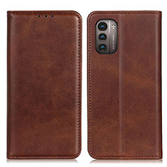 Leather Case Stands Flip Cover Holder A02D for Nokia G11 Brown