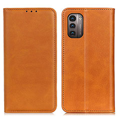 Leather Case Stands Flip Cover Holder A02D for Nokia G11 Light Brown