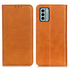 Leather Case Stands Flip Cover Holder A02D for Nokia G22 Light Brown