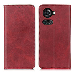 Leather Case Stands Flip Cover Holder A02D for OnePlus 10R 5G Red