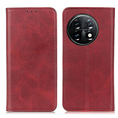 Leather Case Stands Flip Cover Holder A02D for OnePlus 11 5G Red