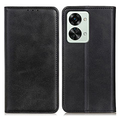 Leather Case Stands Flip Cover Holder A02D for OnePlus Nord 2T 5G Black