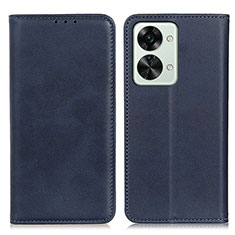 Leather Case Stands Flip Cover Holder A02D for OnePlus Nord 2T 5G Blue