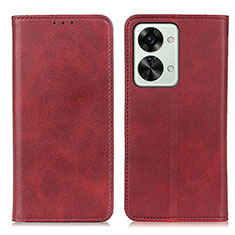 Leather Case Stands Flip Cover Holder A02D for OnePlus Nord 2T 5G Red